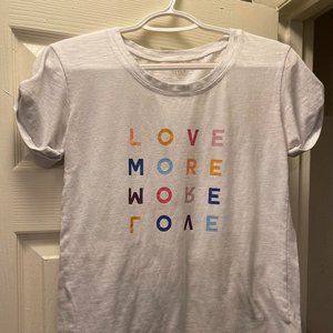 Womans size xs white "Love More" A.n.a short sleeve t-shirt